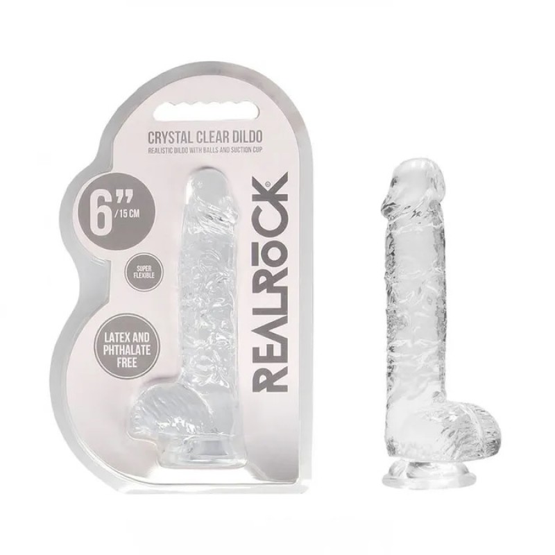 RealRock 6'' Realistic Dildo with Balls - Clear